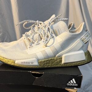 adidas White and Gold NMD Athletic Shoes